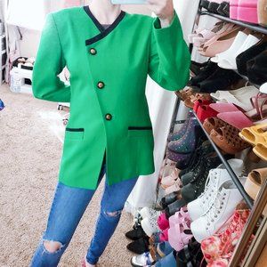 Vintage Green Asymmetric Blazer